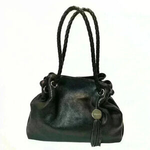 COPY - Furla Black Leather Hobo Drawstring Bag. Excellent Used Condition.